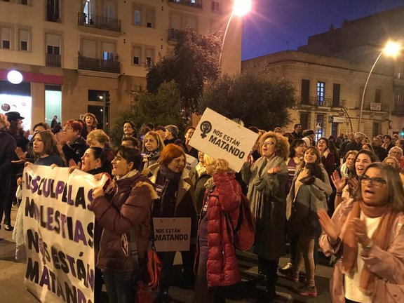 Imagen de la manifestación del 25N de 2018 en Jerez. FOTO: MJROMERO